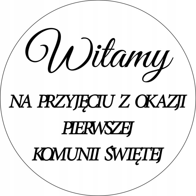 Tablica-powitalna-Pierwsza-Komunia-Swieta-kolo-50-cm-zlote-napisy-lustrzane